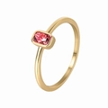 Anillo de oro minimalista con una piedra de circón rosa rectangular engastada - Oro con Zirconia Rojo Granate