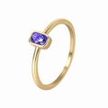 Anillo de oro minimalista con circonita púrpura rectangular y acabado pulido brillante - Dorado Zircón Morado