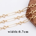 18K gold plated O-shaped cross chain for DIY jewelry making with 0.7cm link width - Hollow Round Ball Decorated Rectangular Chain (C13101)
