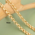 Detail einer 8mm 18K vergoldeten Kette mit gravierter Spiralstruktur für DIY-Schmuck - 8mm Gold Spiral Texturierter Stil (C11803)
