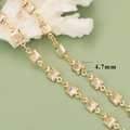 Detail view of 4.7mm square zircon settings on 18K gold plated minimalist copper chain - Square Rhinestone Style (C16003)