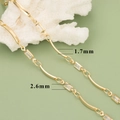 Close-up of 18K gold plated chain with 2.6mm rectangular zircons and 1.7mm metal bars - Arc and Rectangle Rhinestone Style (C16005)