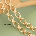 Macro view of 18K gold plated chain links featuring a 13.5mm width specification - 13.5mm Double Overlap Bright Gold Thick Chain Style (C17208) / 1m