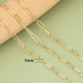 3mm goldene Edelstahl-Büroklammerkette mit polierten, flachen ovalen Gliedern für Damen - Büroklammer Flacher Stil (C44605)