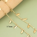 DIY-Edelstahlkette mit 3,7 mm großen Blattanhängern in Gold für Schmuckdesign - Strukturierter Blattstil (C44608)