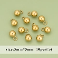 Set of 10 golden 5mm round bead pendants with closed loops for DIY jewelry making - Round Bead Pendant (MH6207)
