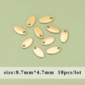 Set of 10 golden oval stainless steel beads 8.7x4.7mm for DIY jewelry making - Oval Tag (MH6208)