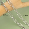 Detail of silver infinity link chain with precise 14.7mm by 6.5mm size dimensions - Width 6.5mm / Silver