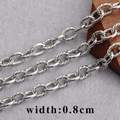Zilveren 0,8 cm brede getordeerde schakelketting voor DIY sieraden maken - Middelgrote Zilveren Gedraaide O-ketting (C15002)