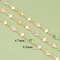Pulsera de circonitas multicolor bañada en oro de 18k con piedras de 4,7 mm - Estilo Piezas Redondas y Diamantes (C45702A)