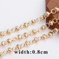 Retro 18K vergulde kruisketting DIY sieradenmateriaal met ronde schakels van 0,8cm - Geknoopte Metalen Stijl (C12204) / Breedte 0,8 cm