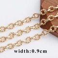 Catena a croce vintage placcata oro 18K per DIY, maglie testurizzate larghe 0,9cm - Stile Corda Attorcigliata (C12205)