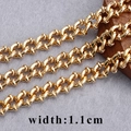 18K gold plated 1.1cm wide flat diamond cut chunky chain for DIY jewelry making - Thick Gold Textured Chain (C15006)