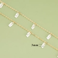 Exquisita cadena bañada en oro de 18k con detalles de circonitas rectangulares de 3 mm - Estilo Piedra Rectangular (C45706A)