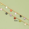 Pulsera de cadena bañada en oro de 18k con piedras de circonita redondas de 4mm - Estilo Piedra Redonda De Colores (C45707A)
