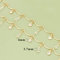 Pulsera de cadena ondulada de oro de 18k con dijes de circón de 4mm y 3,7mm - Estilo Cadena Onda Piedra Gota (C45708A)