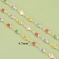 Pulsera chapada en oro de 18k con circonitas redondas multicolores de 4,7 mm - Estilo Piedra Redonda Multicolor (C45701A)