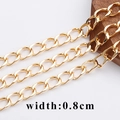 18K gold plated 0.8cm wide O-shaped cross chain for DIY jewelry making material - Flat Twisted Chain (C13107)
