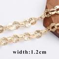 1.2cm 18K gold plated O-chain with hammered texture flat round links for DIY jewelry - Hammered Flat Ring Chain (C13108)