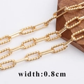 18K gold plated O-chain DIY jewelry link with 0.8cm width and twisted texture - Twisted Rope Texture Composite Chain (C13109)
