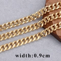 Chaîne O aplatie de 0,9 cm de large, plaquée or, maille gourmette pour bijoux DIY - Or 0.9 Largeur (C15507)