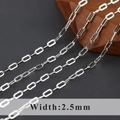 High-quality 2.5mm rhodium-plated minimalist rectangle link chain for DIY jewelry making - 2.5 Silver (C20101)