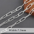Detail view of 7.3mm silver plated textured paperclip chain links for DIY jewelry making - Twisted Paperclip Style (C22501)