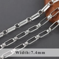 Macro shot of 7.4mm silver-plated flat rectangular link chain for jewelry making - Flat Rectangular Style (C22505)