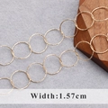 18K gold plated 1.57cm wide textured metal cross chain for DIY jewelry making - Hammered Textured Circular Chain (C17002) / Width 1.57cm