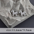 Rhodium-plated pony pendants with cubic zirconia, size 11.6mm x 9.9mm, silver jewelry DIY charms - Little Horse Style (M100323)