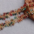 18K gold plated beaded chain with colorful faceted beads for DIY jewelry making - Multicolor Mixed Faceted Bead Style-50cm (C14807)
