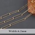 6.2mm wide golden paperclip chain link made of 18K gold plated copper material - Rectangular Link (C20202)