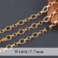 7.7mm wide 18K gold plated DIY chain with smooth oval links and striped texture blocks - Textured Oval Link (C20203)