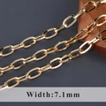 Handmade 18K gold plated copper long oval link chain for DIY jewelry making 7.1mm width - Polished Long Link (C20204)