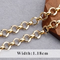 Polierte 18K vergoldete Kreuzkette DIY Material mit 1,18 cm breiten Rundgliedern - Breite 1.18cm