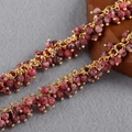 Handmade 18K gold-plated chain with pink spotted natural stone beads for DIY jewelry - Pink Spotted Natural Stone Texture Style-50cm (C14820)