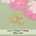 Detaillierte 7,9mm goldene hohle Blumenperlenkappen für DIY-Ohrringherstellung 50 Stück - 7,9mm (50 Stück/Packung)