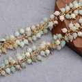 Handmade 18K gold-plated tassel beaded chain with colorful natural stone charms - Mixed Elegant Color Faceted Bead Style-50cm (C14811)