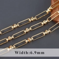 Polished 18K gold-plated rectangle link chain 6.9mm width for DIY jewelry making - Knot Rectangular Link (C20206)