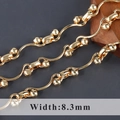 18K gold-plated wavy curve chain 8.3mm width for DIY jewelry making material - Wave Beaded Link (C20207)