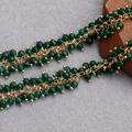 18K gold-plated beaded tassel chain featuring dark green faceted stone beads for DIY jewelry - Dark Green Faceted Bead Style-50cm (C14805)