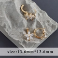 Pendientes de aro flor chapados en oro 18k con circonitas y sello de plata S925 - Estilo Pétalo Marquise Dorada (M104607)