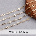 0,55cm breite 18K vergoldete minimalistische geometrische Kleeblattkette für DIY Schmuck - Geometrischer Rhombus (C16414)