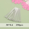 Detailansicht von 250 Stück rhodinierte 30x0.6mm Ösenstifte für DIY Schmuckherstellung - 30*0.6mm (ca. 250 Stk.) / Silber