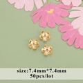 18K vergoldete hohle Blüten-Perlenkappen, 7.4mm DIY-Schmuckzubehör für Ohrringe, 50er Set - 7,4mm (50 Stück/Packung)