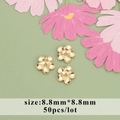 8.8mm 18k gold plated hollow flower bead spacers for DIY jewelry making 50pcs - Brushed Floral Style (06) / 8.8mm (50 Pieces/Pack)