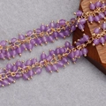 DIY jewelry component with 18K gold-plated wire and purple faceted beads clusters - Purple Cluster Beaded Style-50cm (C14815)