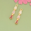 18K gold plated charms with gradient zircon stones from white to deep red - Pink Gradient Ladder Gold Base (MH3001A)