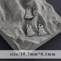 Rhodium plated bell pendant with bow and micro-set zircons, size 10.7mm x 8.1mm - Bell Style (M100312)