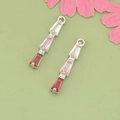 Pink gradient zircon trapezoid pendant with 18K gold plated ring for DIY jewelry - Pink Gradient Ladder Silver Base (MH3001B)
